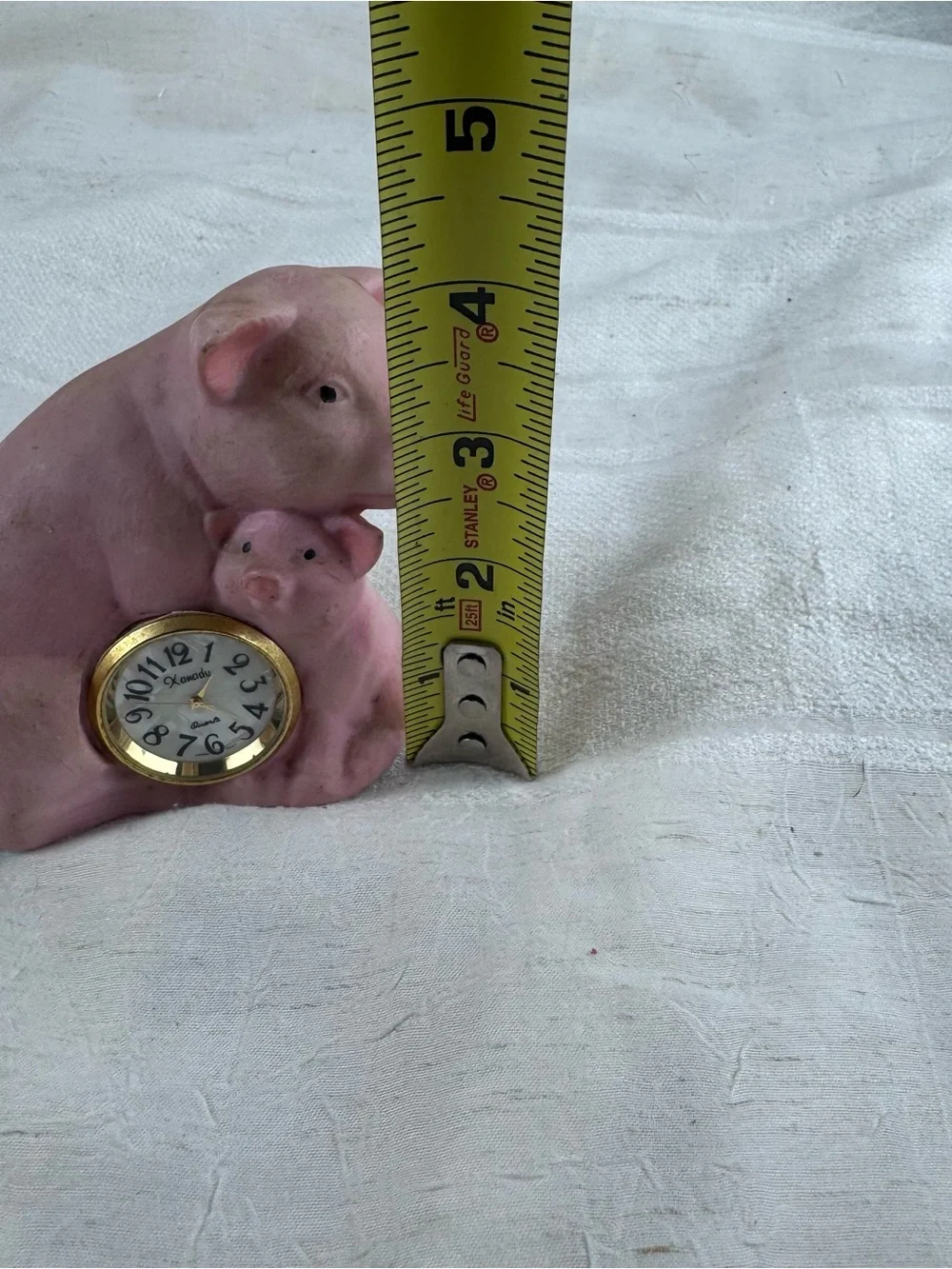 VTG Resin Pig & Piglet Quartz Clock 3.5 Inch Xanadu Japan Movement w/ battery